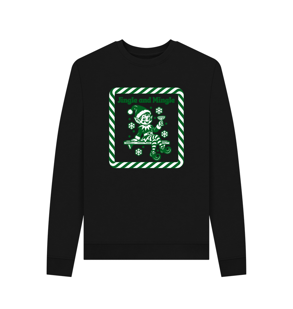 Black Recycled Printed Sweater Front