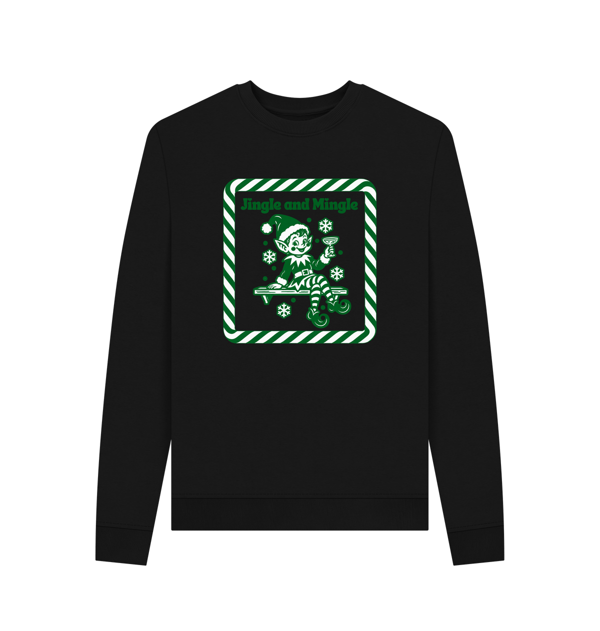 Black Recycled Printed Sweater Front